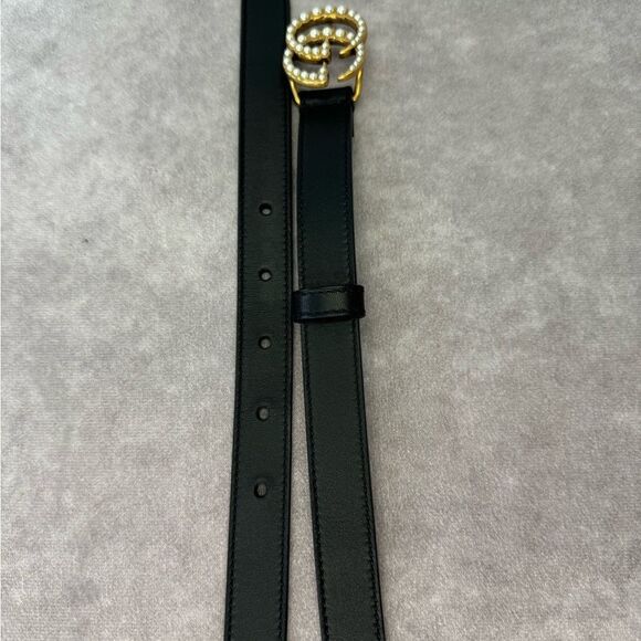 Gucci Black GG Marmont Thin Belt with Pearls 476342 90/36 - Picture 8 of 13